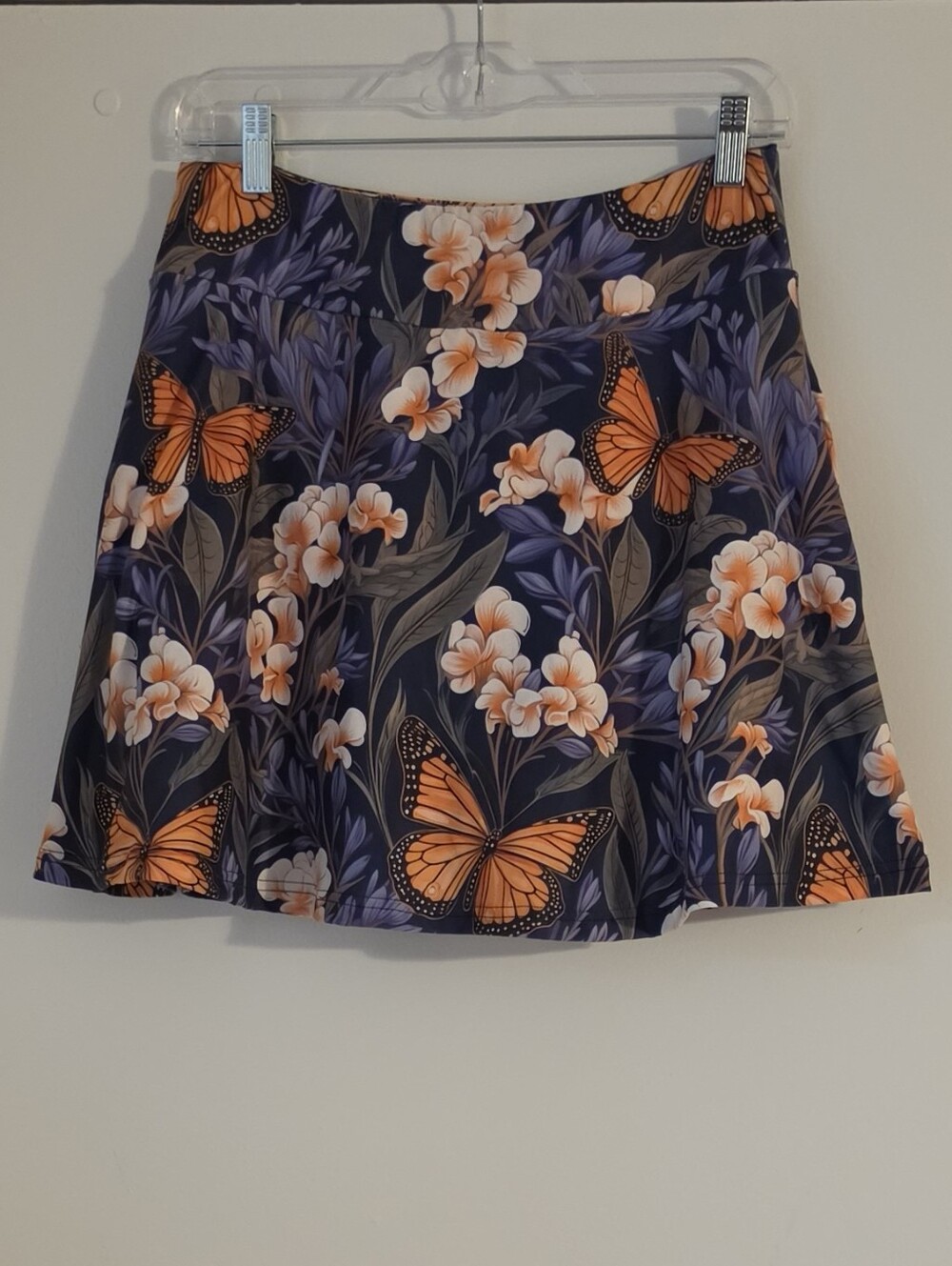 NIB OS Butterfly Floral Skort Lavender Sz 6-12 Skirt Inner Shorts Flared Pockets